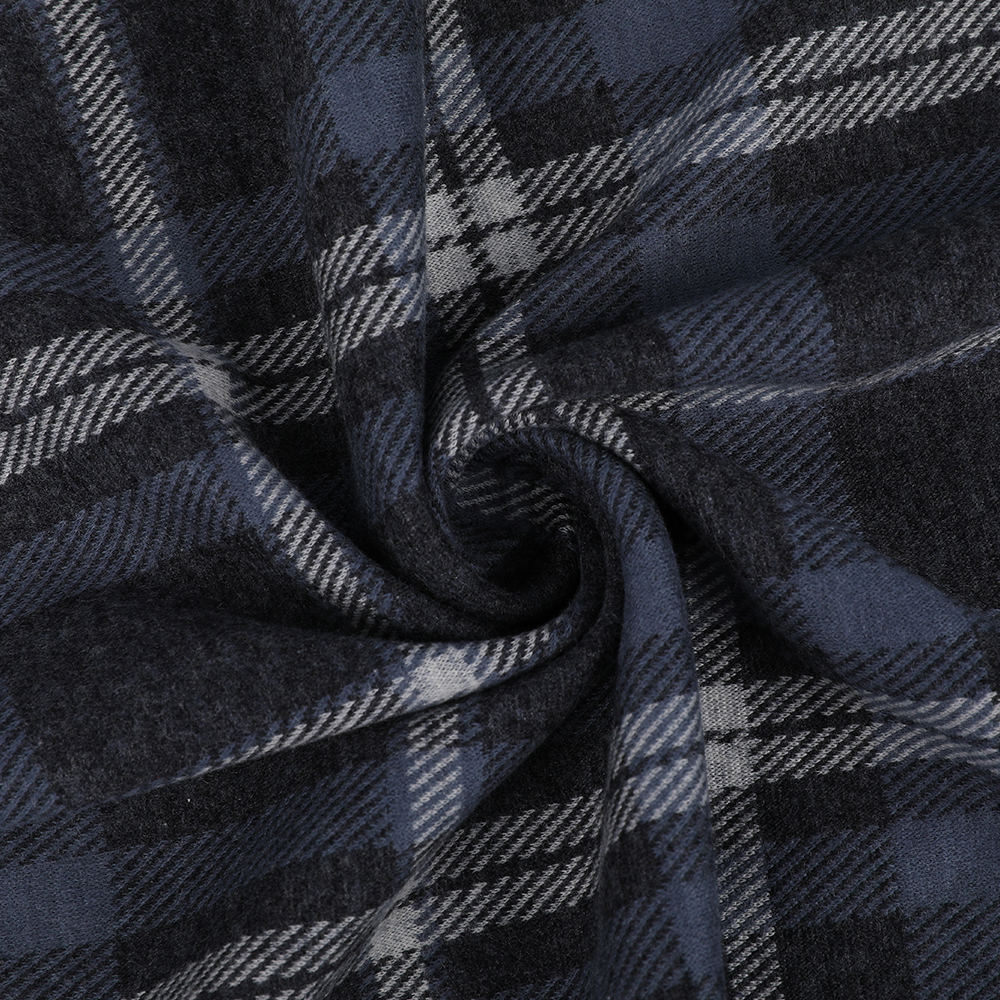 Double-sided Jacquard Soft and Comfortable Wool Silk Plaid Knitted Fabric