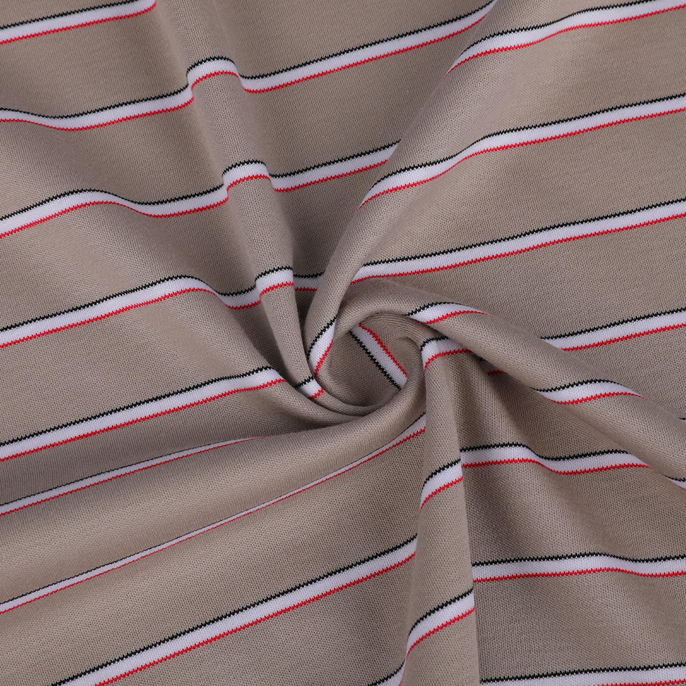 Interlock Comfortable Environmentally Friendly LA Yarn-dyed Striped Liquid Ammonia Cotton T-shirt Fabric