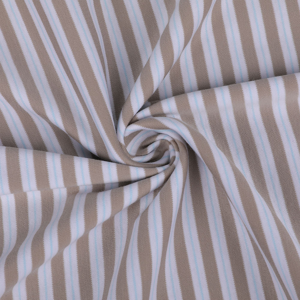 Interlock LA Soft Breathable Yarn-dyed Liquid Ammonia Striped Cotton Interlock Fabric